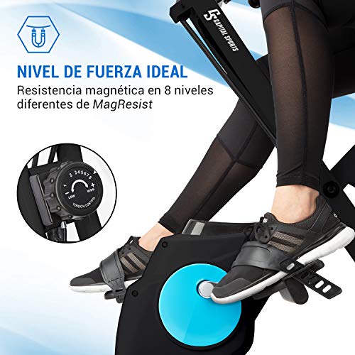 Klarfit Azura Plus Bici estática 3 en 1 - Bicicletas estáticas, Bicicleta estática, Bici estática, Tracción por correa, Pulsómetro, Resistencia magnética de 8 niveles, Soporte para tablet, Negro