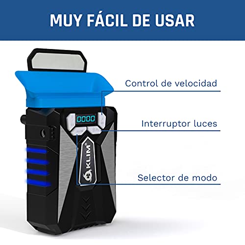 KLIM Cool – Refrigerador para Ordenador Portátil – Ventilador de Alto Rendimiento para Una Rápida Refrigeración, Aspiradora de Aire USB, Azul [Nueva Versión 2021 ]