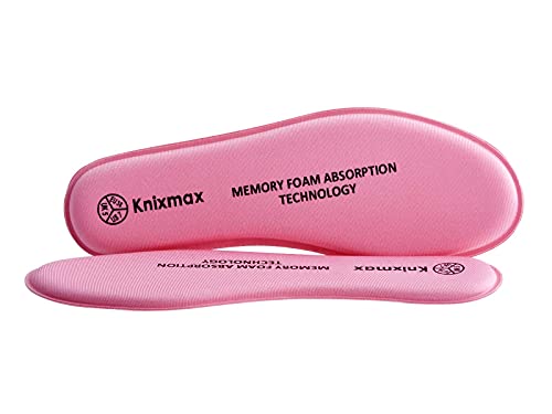 Knixmax Plantillas Memory Foam para Zapatos de Mujer y Hombre, Plantillas Confort Amortiguadoras Cómodas y Flexibles para Trabajo, Deportes, Caminar, Senderismo, EU40 Rosa