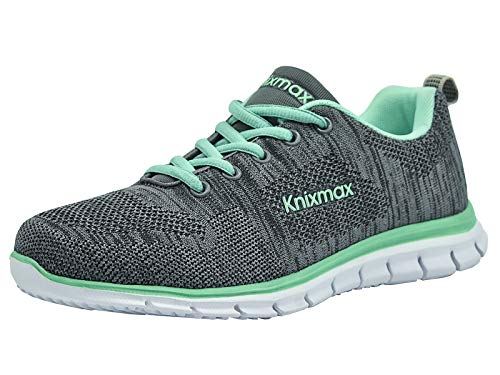 Knixmax-Zapatillas Deportivas para Mujer Zapatillas de Running Fitness Sneakers Zapatos de Correr Aire Libre Deportes Casual Zapatillas Ligeras para Correr Transpirable Gris Verde 39EU