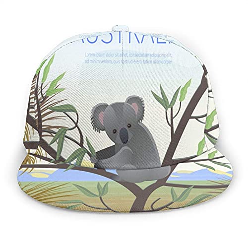 Koala in The Tree Hat Gorra de béisbol Animal Australiano Mountain Wattle Grass Wildlife Sombreros Planos Ajustables Snapback Sombrero de Bola Sombrero Deportivo para Hombres y Mujeres