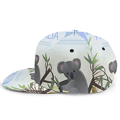 Koala in The Tree Hat Gorra de béisbol Animal Australiano Mountain Wattle Grass Wildlife Sombreros Planos Ajustables Snapback Sombrero de Bola Sombrero Deportivo para Hombres y Mujeres