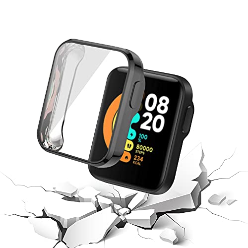 KONEE Funda Compatible con Xiaomi Mi Watch Lite, [Anti-rasguños], Carcasa Protectora con Protector de Pantalla de TPU, Carcasas Protector para Xiaomi Mi Watch Lite - Negro