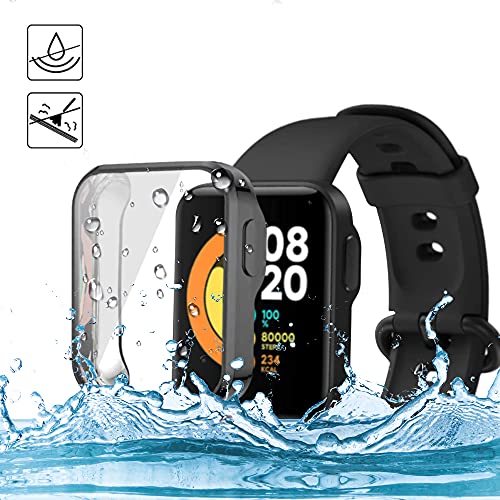 KONEE Funda Compatible con Xiaomi Mi Watch Lite, [Anti-rasguños], Carcasa Protectora con Protector de Pantalla de TPU, Carcasas Protector para Xiaomi Mi Watch Lite - Negro