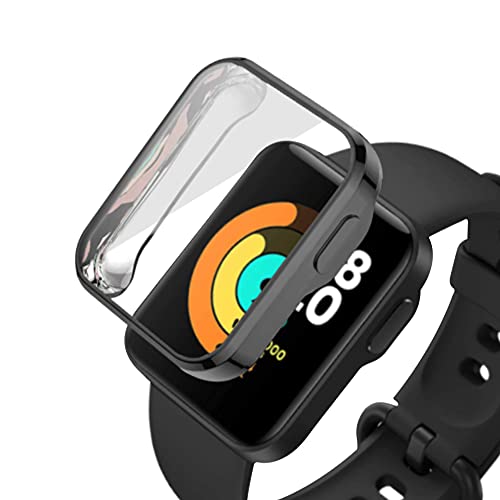 KONEE Funda Compatible con Xiaomi Mi Watch Lite, [Anti-rasguños], Carcasa Protectora con Protector de Pantalla de TPU, Carcasas Protector para Xiaomi Mi Watch Lite - Negro
