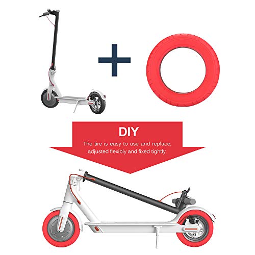 Konesky Neumático para Patinete Electrico, Reforma de DIY 10 Pulgadas Ruedas de Reemplazo Antideslizamiento Scooter Eléctrico Compatible con Xiaomi M365 (2 Pieces Rojo)