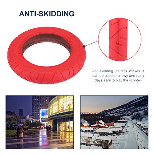 Konesky Neumático para Patinete Electrico, Reforma de DIY 10 Pulgadas Ruedas de Reemplazo Antideslizamiento Scooter Eléctrico Compatible con Xiaomi M365 (2 Pieces Rojo)