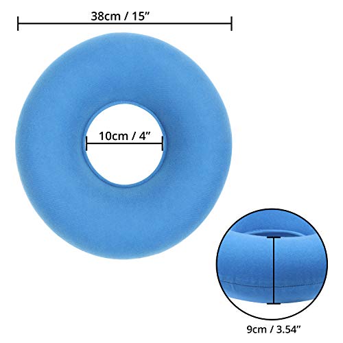 Kovira Cojín Circular Inflable con Bomba y Bolsa de Viaje - Flotador Hemorroides Diámetro 38 cm – Almohada Ortopédica para Coxis, Almorranas, Dolor en la Rabadilla, Próstata – Hogar, Coche, Oficina