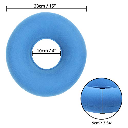 Kovira Cojín Circular Inflable con Bomba y Bolsa de Viaje - Flotador Hemorroides Diámetro 38 cm – Almohada Ortopédica para Coxis, Almorranas, Dolor en la Rabadilla, Próstata – Hogar, Coche, Oficina