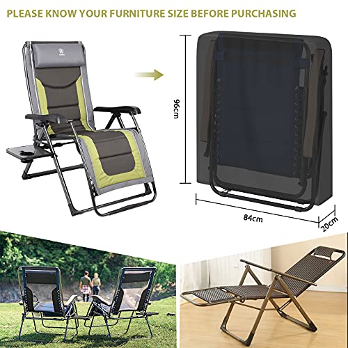 Kovshuiwe Funda para Silla Plegable para Exteriores,Fundas Plegables para Tumbona,420D Oxford Tela Impermeable Anti-UV Cubierta,Impermeable,Funda para Tumbona De Jardín Exterior Anti-UV(96x84 cm)