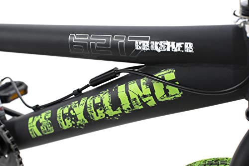 KS Cycling Crusher Freestyle Bicicleta BMX (20''), Color Negro y Verde, Niños, 20 Zoll, 28 cm
