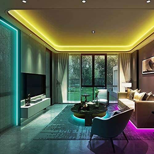 Ksipze Tiras LED 10m Luces LED RGB con Control Remoto y Fuente de Alimentación de 12V, 20 Colores y 8 Modos de Escena para la Habitación, Techo, Cocina 2 Rollos de 5m…