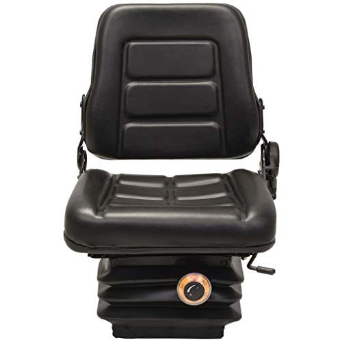 Ksodgun Asiento de Tractor con suspensión Respaldo Ajustable para Tractor y Carretilla elevadora Conductor y Pasajero Negro