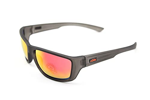 KTM - Gafas de ciclismo MOD.Factory de policarbonato negro con lentes naranjas espejadas
