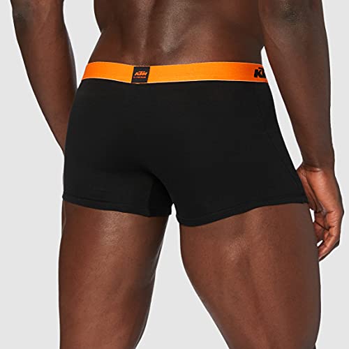 KTM Set 5 Microfibra (60% poliéster-35% algodón-5% Elastano) -Negros con Cintura Naranja Boxer, Pack 5pcs T085-1, L para Hombre