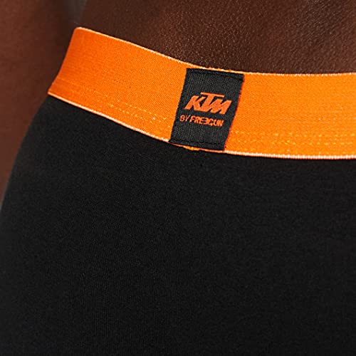 KTM Set 5 Microfibra (60% poliéster-35% algodón-5% Elastano) -Negros con Cintura Naranja Boxer, Pack 5pcs T085-1, L para Hombre