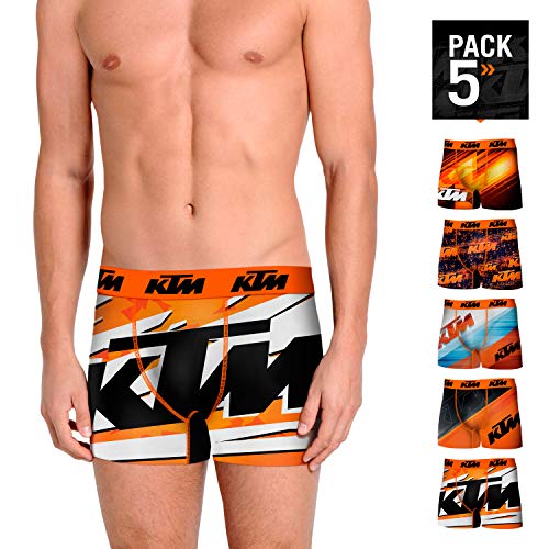 KTM T275-1 Boxer Microfibra (92% poliéster-8% Elastano) -Multicolor, Pack De 5 T275/1, L Hombres