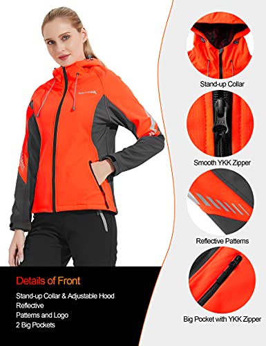 KUTOOK Chaqueta Softshell Mujer Invierno Forro Polar Ropa Cortavientos Impermeable con Capucha Puños Ajustables para SenderismoTrekking Montaña Escalada Esquí(L)