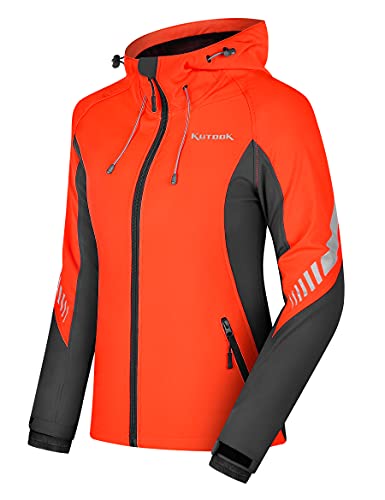 KUTOOK Chaqueta Softshell Mujer Invierno Forro Polar Ropa Cortavientos Impermeable con Capucha Puños Ajustables para SenderismoTrekking Montaña Escalada Esquí(L)