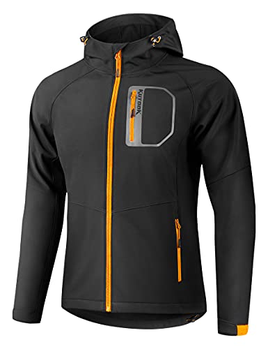 KUTOOK Cortavientos Hombre Invierno Chaqueta Trekking Running Softshell Montaña Senderismo Impermeable Ropa Termicas Negro XL