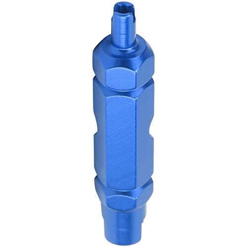 Kuuleyn Herramienta para Quitar núcleos de válvulas, Herramienta multifunción para Quitar núcleos de válvulas para Bicicletas Llave para boquillas de Gas Francesa de Estilo Americano(Azul)