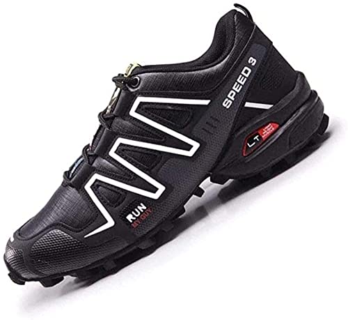 KUXUAN Zapatillas de Ciclismo - Zapatillas de Bicicleta de Montaña,Zapatillas MTB Sin Bloqueo para Hombres y Mujeres Zapatillas Eléctricas para Montar en Bicicleta,Black-48 EU