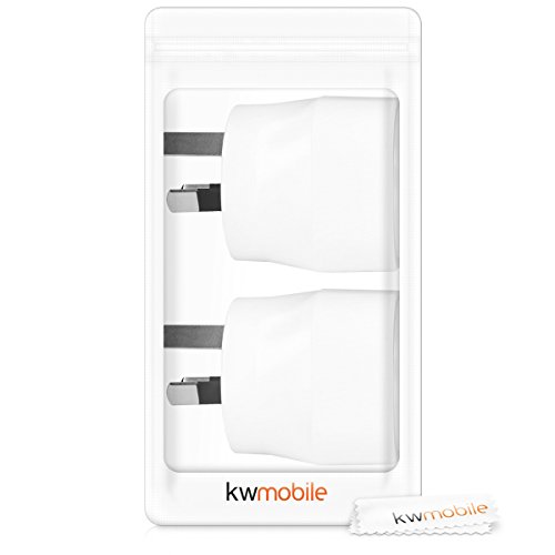 kwmobile 2X Adaptador de Viaje para Australia Tipo I - Adaptadores de Enchufe schuko - Conector para enchufes Argentina Nueva Zelanda China - Blanco