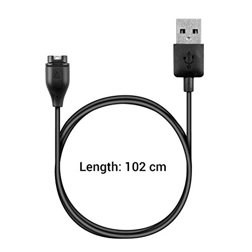 kwmobile Cable de Carga Compatible con Garmin Vivoactive 3/4 / Vivosport/Fenix 5/6 y más - USB Negro para Fitness Tracker y smartwatch