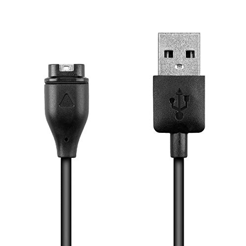 kwmobile Cable de Carga Compatible con Garmin Vivoactive 3/4 / Vivosport/Fenix 5/6 y más - USB Negro para Fitness Tracker y smartwatch