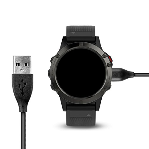 kwmobile Cable de Carga Compatible con Garmin Vivoactive 3/4 / Vivosport/Fenix 5/6 y más - USB Negro para Fitness Tracker y smartwatch