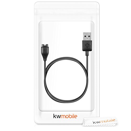 kwmobile Cable de Carga Compatible con Garmin Vivoactive 3/4 / Vivosport/Fenix 5/6 y más - USB Negro para Fitness Tracker y smartwatch