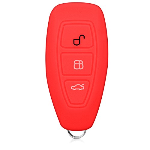 kwmobile Funda Compatible con Ford Llave de Coche Keyless Go de 3 Botones - Carcasa Protectora de Silicona para Llave de Coche - Case en Rojo