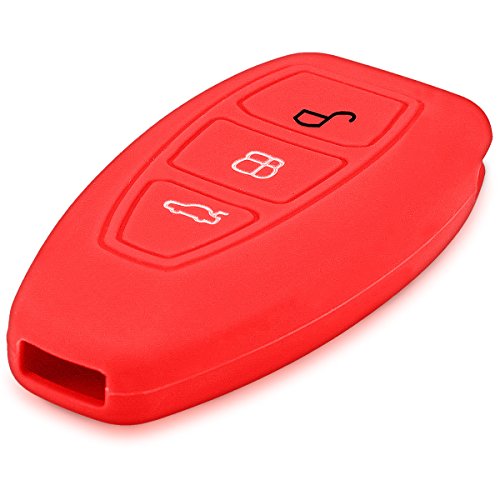 kwmobile Funda Compatible con Ford Llave de Coche Keyless Go de 3 Botones - Carcasa Protectora de Silicona para Llave de Coche - Case en Rojo