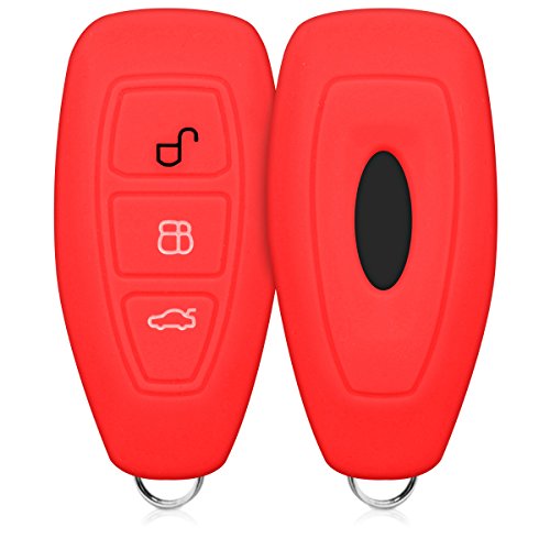 kwmobile Funda Compatible con Ford Llave de Coche Keyless Go de 3 Botones - Carcasa Protectora de Silicona para Llave de Coche - Case en Rojo