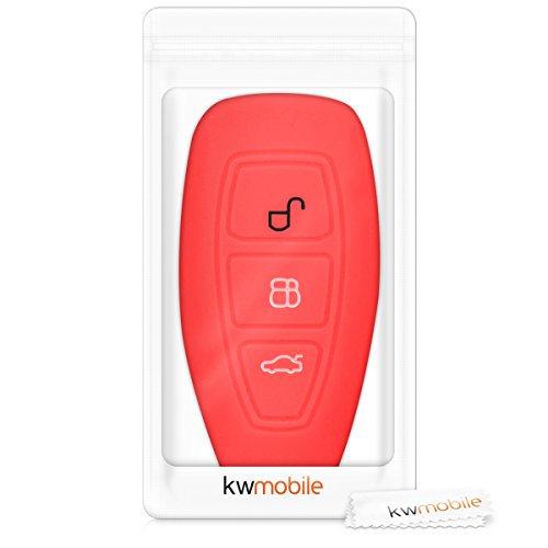 kwmobile Funda Compatible con Ford Llave de Coche Keyless Go de 3 Botones - Carcasa Protectora de Silicona para Llave de Coche - Case en Rojo
