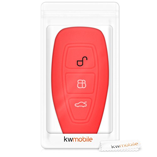 kwmobile Funda Compatible con Ford Llave de Coche Keyless Go de 3 Botones - Carcasa Protectora de Silicona para Llave de Coche - Case en Rojo
