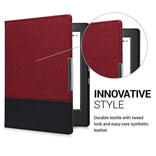 kwmobile Funda de e-Book Compatible con Kobo Aura H2O Edition 1 -Case de Cuero sintético Rojo Oscuro/Negro