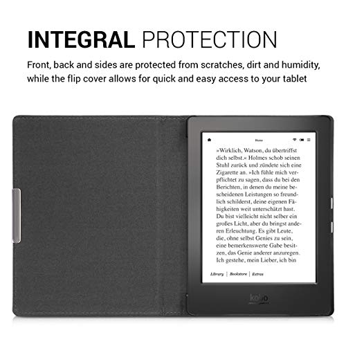 kwmobile Funda de e-Book Compatible con Kobo Aura H2O Edition 1 -Case de Cuero sintético Rojo Oscuro/Negro