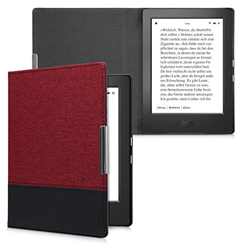 kwmobile Funda de e-Book Compatible con Kobo Aura H2O Edition 1 -Case de Cuero sintético Rojo Oscuro/Negro
