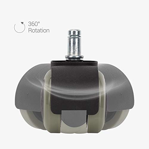 kwmobile Navaris Ruedas para Silla de Oficina de 11MM - Set de 5 Ruedas de 50MM de diámetro - Ruedas de Repuesto giratorias de plástico Duro - Gris