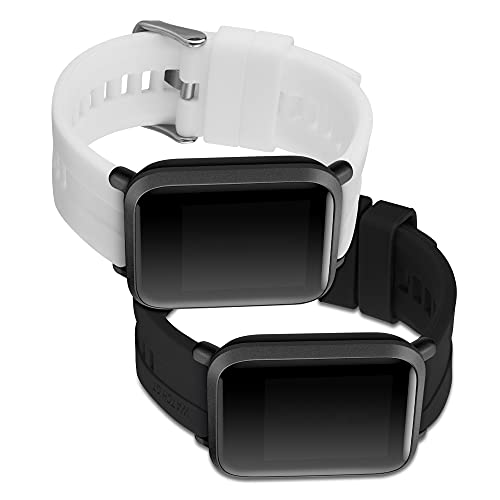 kwmobile Pulsera Compatible con Huami Amazfit Bip/Bip Lite - 2X Correa de TPU para Reloj Inteligente - Negro/Blanco