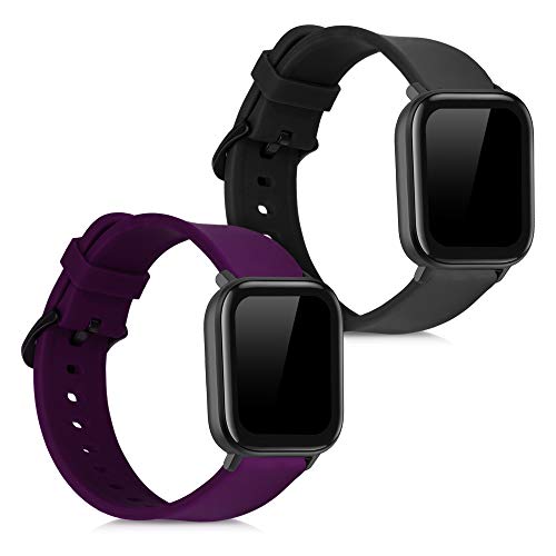 kwmobile Pulsera Compatible con Huami Amazfit GTS/GTS 2 / GTS 2e / GTS 3-2X Correa de TPU para Reloj Inteligente - Negro/Violeta