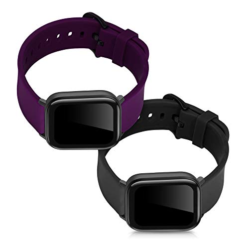 kwmobile Pulsera Compatible con Huami Amazfit GTS/GTS 2 / GTS 2e / GTS 3-2X Correa de TPU para Reloj Inteligente - Negro/Violeta