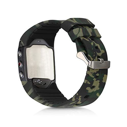 kwmobile Pulsera Compatible con Polar M400 / M430 - Brazalete de Silicona y TPU Camouflage Negro/Verde Claro/Verde Oscuro