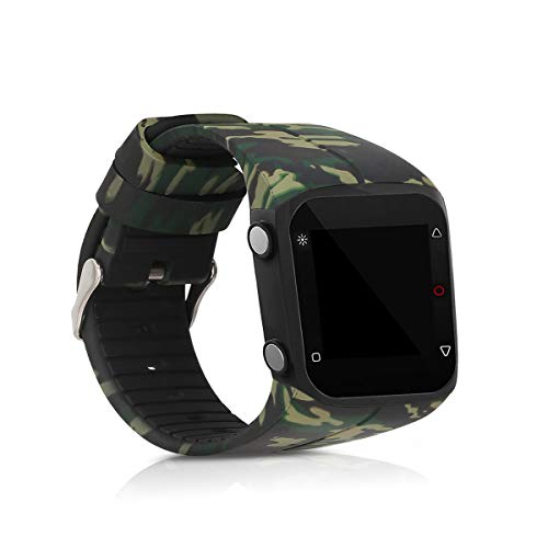 kwmobile Pulsera Compatible con Polar M400 / M430 - Brazalete de Silicona y TPU Camouflage Negro/Verde Claro/Verde Oscuro