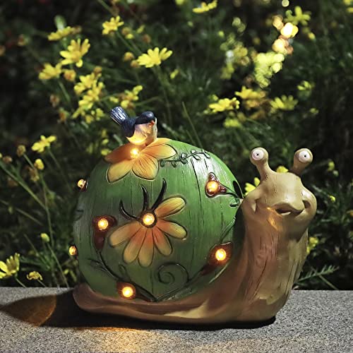 La Jolíe Muse - Figura decorativa de caracol solar- Figura con luces solares para jardín, césped o decoración del hogar, para regalo, 25,4 x 21,6 cm. (Caracol)