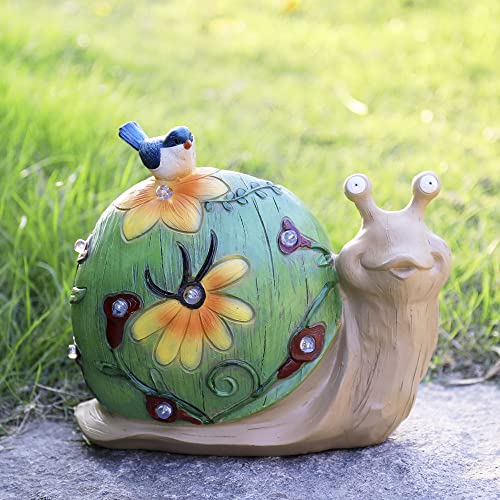 La Jolíe Muse - Figura decorativa de caracol solar- Figura con luces solares para jardín, césped o decoración del hogar, para regalo, 25,4 x 21,6 cm. (Caracol)