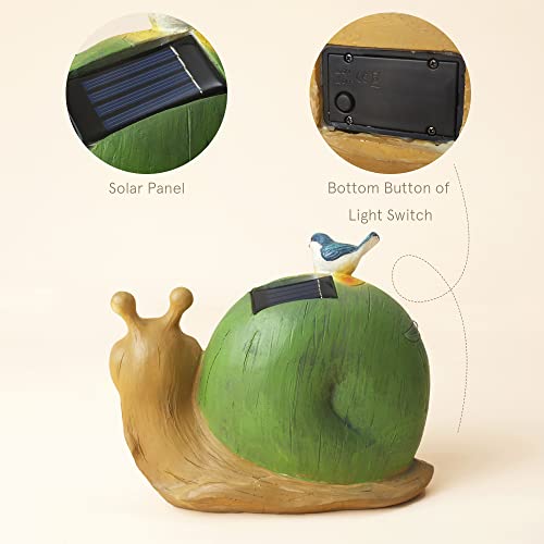 La Jolíe Muse - Figura decorativa de caracol solar- Figura con luces solares para jardín, césped o decoración del hogar, para regalo, 25,4 x 21,6 cm. (Caracol)
