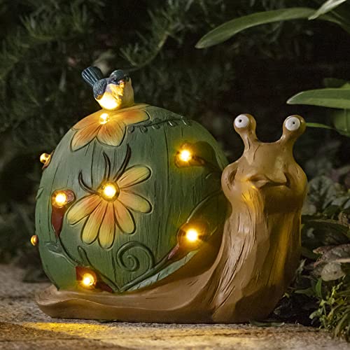 La Jolíe Muse - Figura decorativa de caracol solar- Figura con luces solares para jardín, césped o decoración del hogar, para regalo, 25,4 x 21,6 cm. (Caracol)