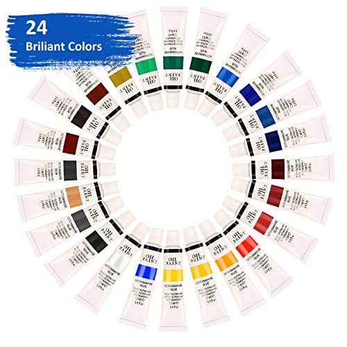 La pintura de aceite Set - 24 colores de pintura 12ml Tubes- artista pinta grado para profesionales, principiantes y estudiantes - Ideal para murales, lienzo, Retrato y Pintura - Xmas gift